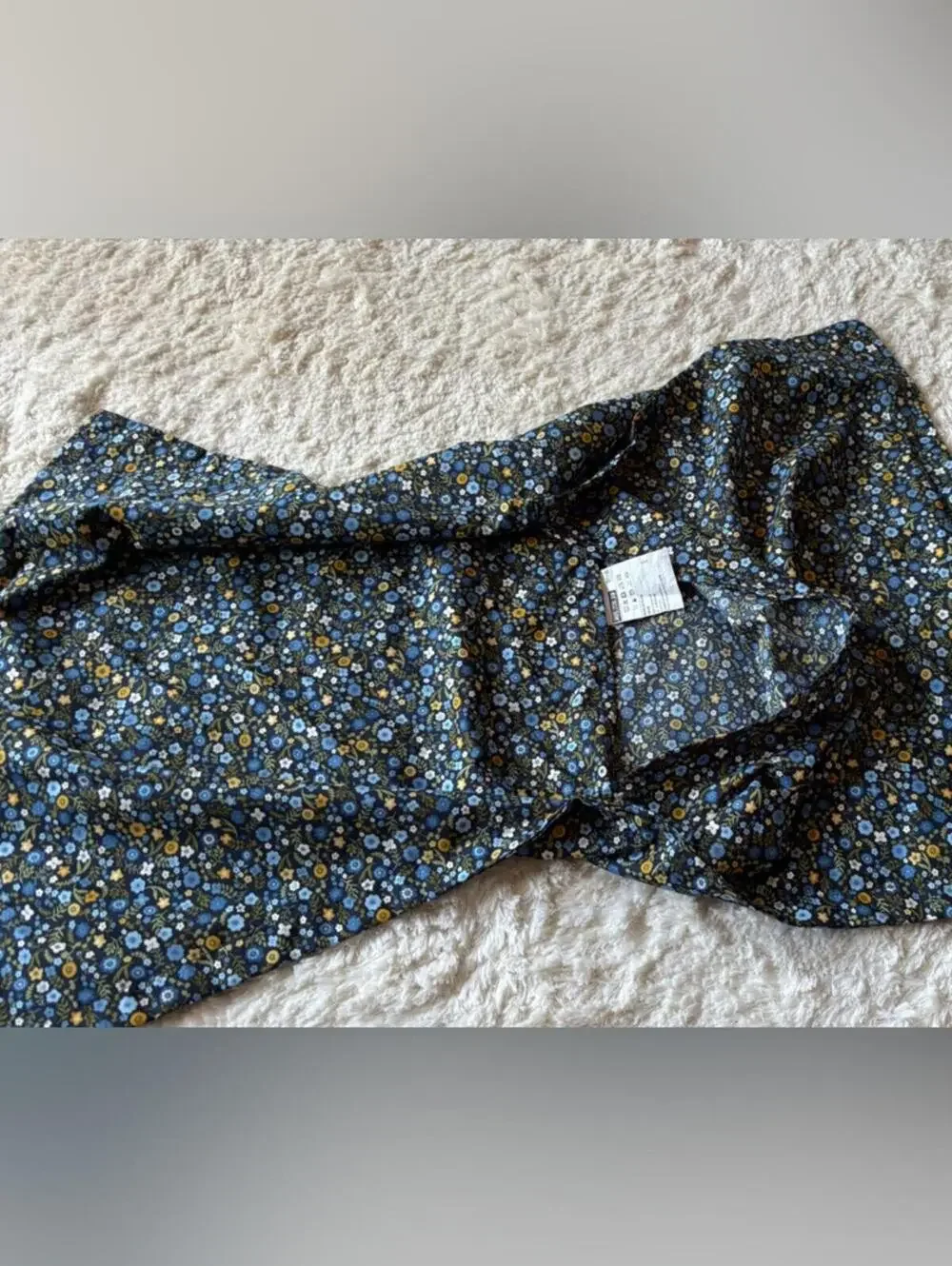 Set of 2 IKEA Navy Blue Floral pillowcases with Yellow and Light Blue Accents